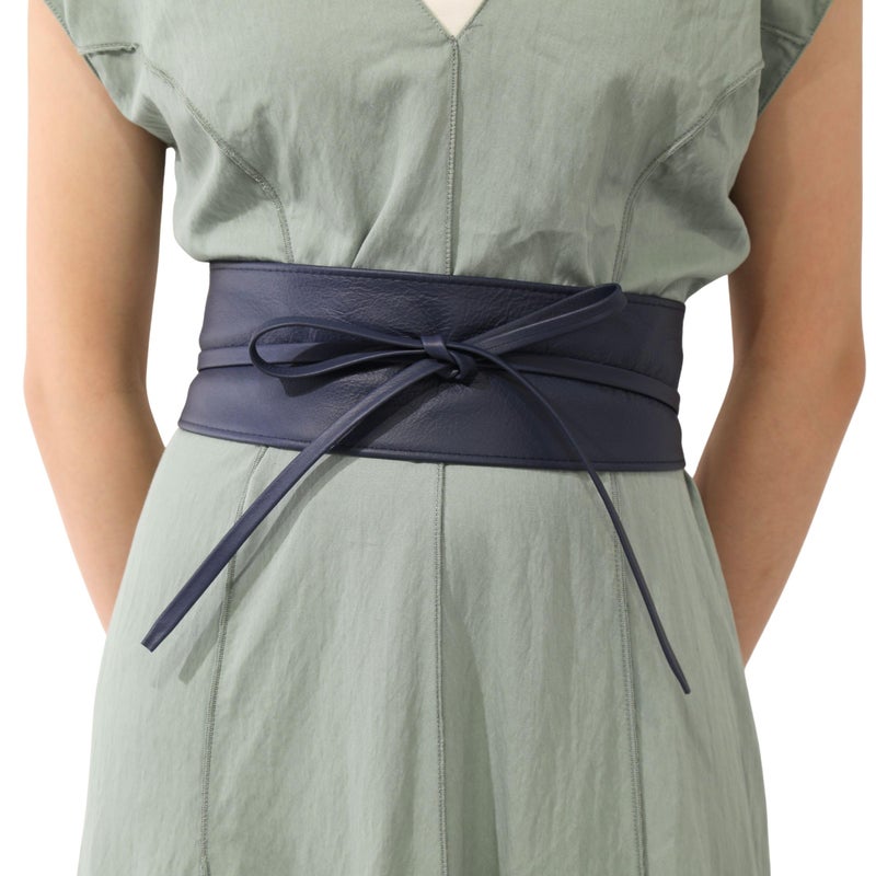 FASHIONGEN - Woman Italian leather Obi belt, CASSIANE - Navy blue, S-M - Image 3